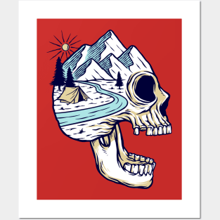 Scary Skull Nature Illustration Posters and Art